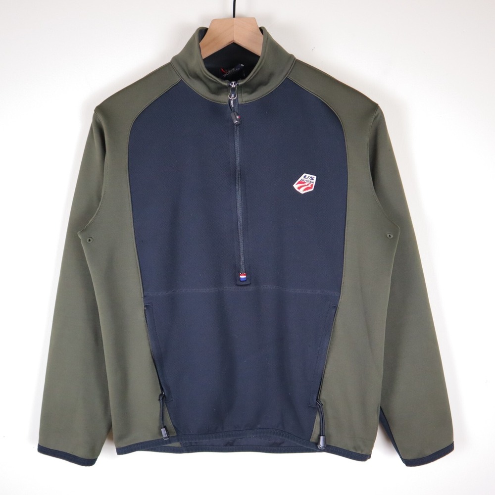 Vintage Tommy Hilfiger US Ski Team Half Zip Pullover Jacket Olive Men's Small
